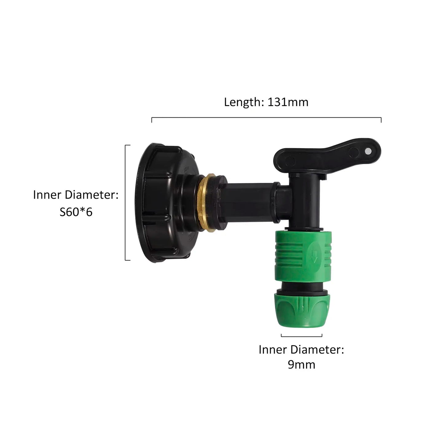 S60x6 Coarse Thread IBC Tank Tap Connecter x 1/2'' 3/4'' Water Coupling Adapter 1000L Garden Home Replacement Valve Fitting