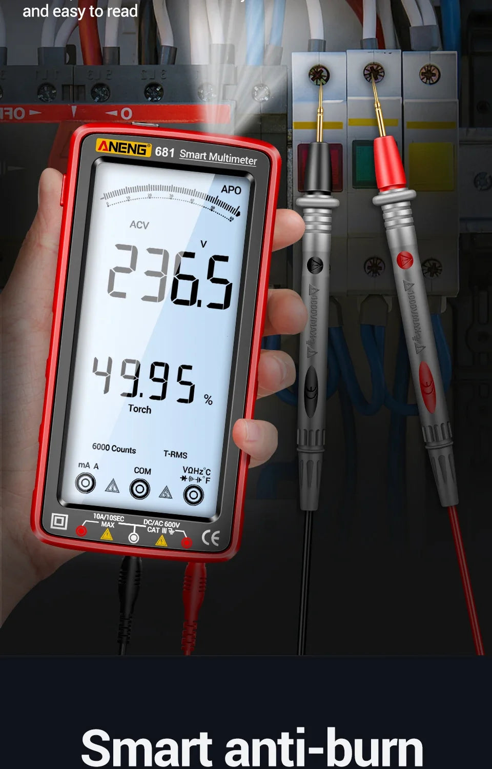 ANENG 681 Non-contact Voltage Tester AC/DC Rechargable Digital Professional MultimeterVoltage Meter LCD Screen Current Tester - Shoppiline