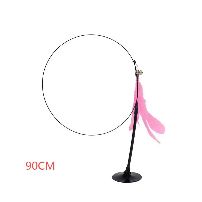 Cat Teaser Toy Interactive Bell & Feather Wand Long Suction Cup Pole for Exciting Playtime Adventures - Ultimate Cat Toy