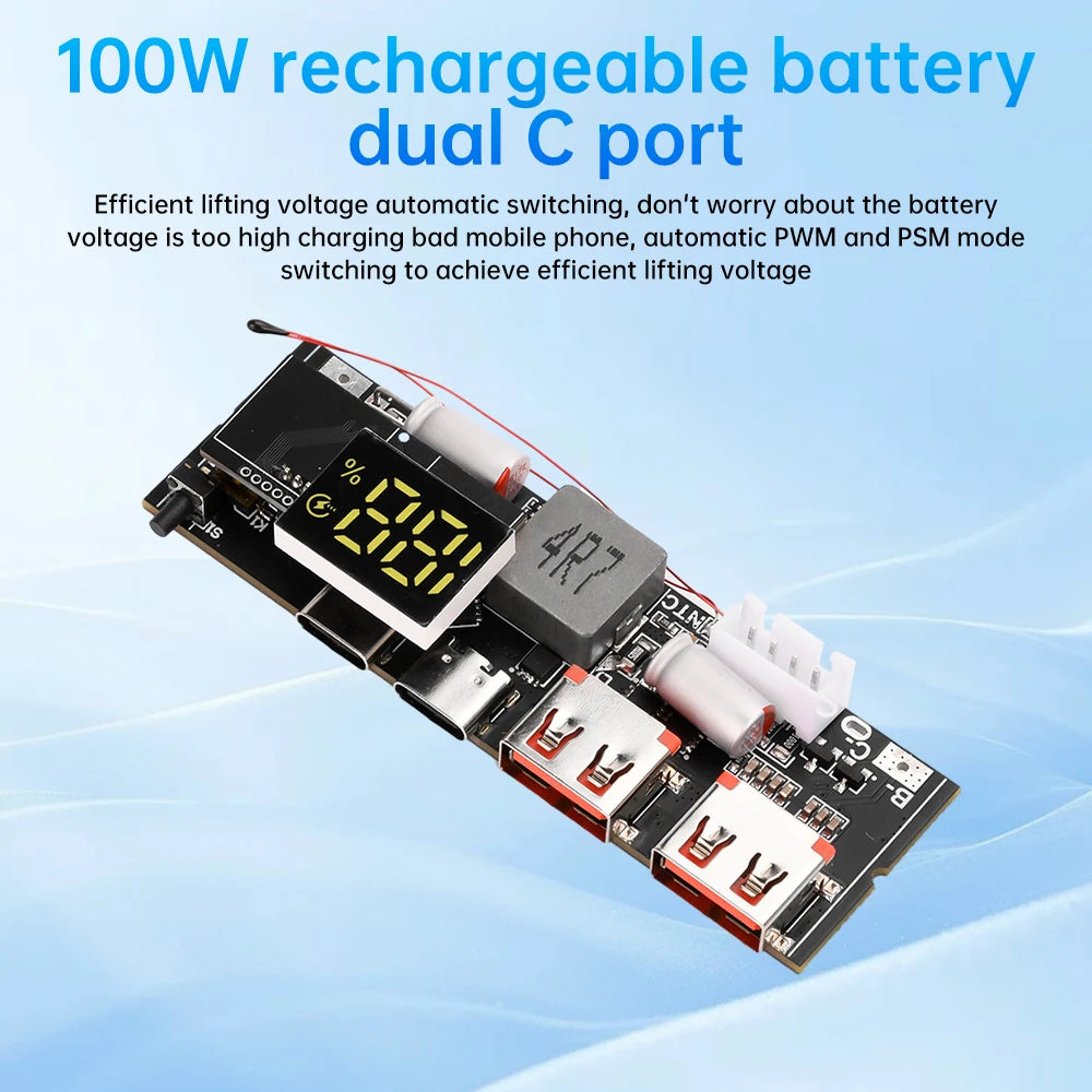 3S 4S 5S 65W 100W Power Bank Double C Port Two way Fast Charge Mobile Power Module 18650 Charging Temperature Protection - Shoppiline