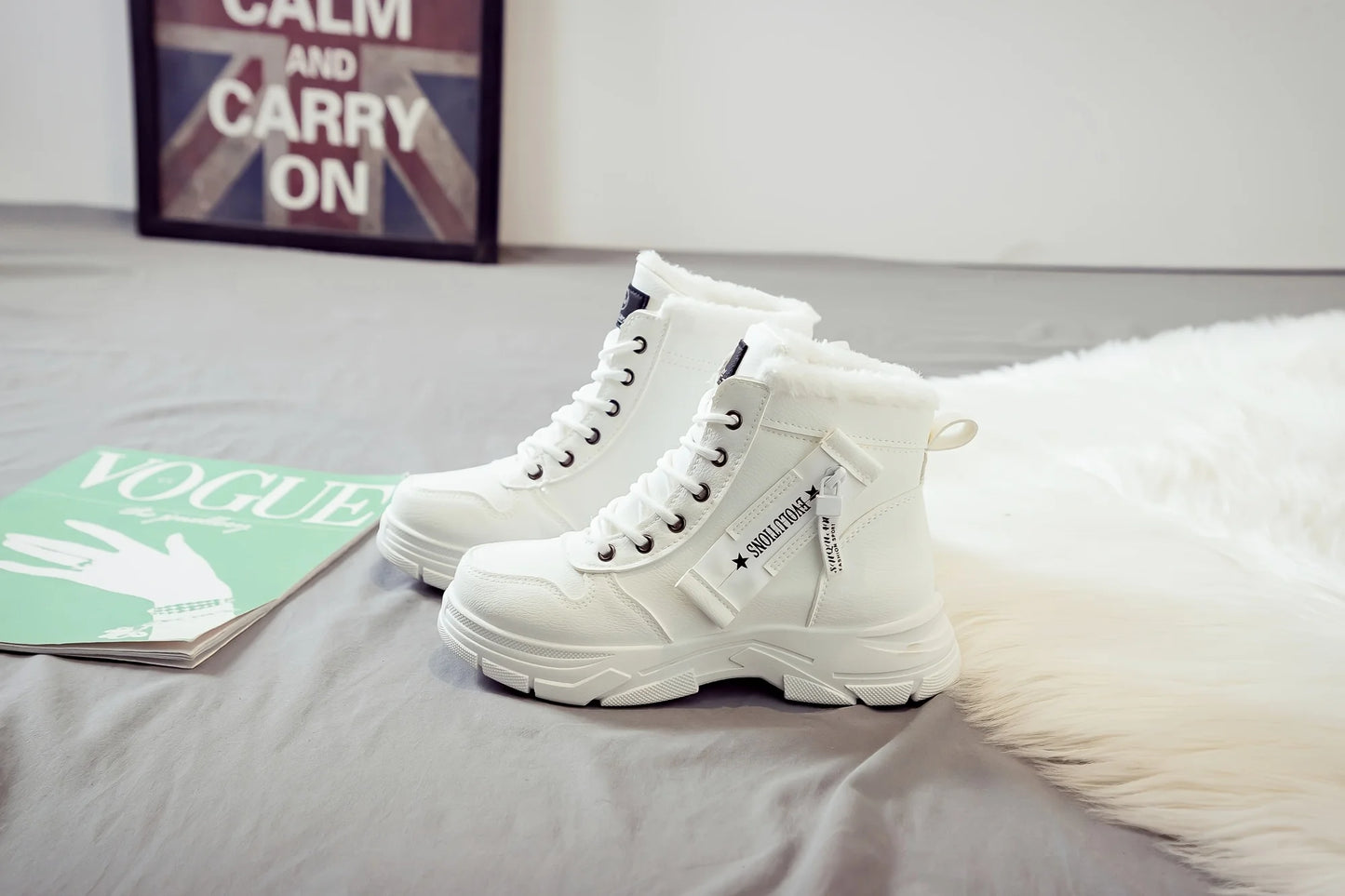 Bottines pour femme, bottes courtes, bottes d'hiver avec doublure épaisse et isolation, élégantes et polyvalentes, bottes d'hiver à semelle épaisse