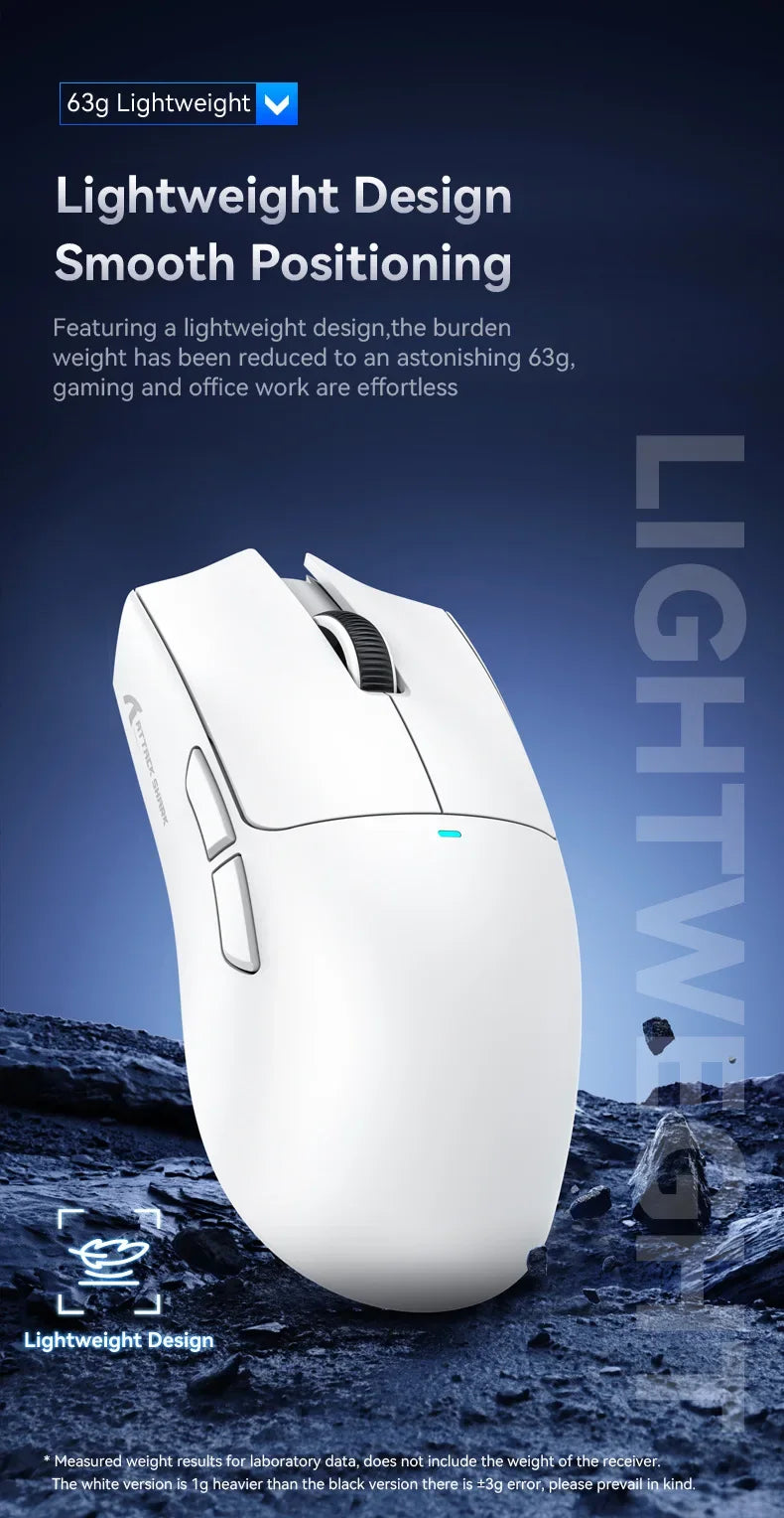 Attack Shark X11 Wireless Bluetooth Triple Mode Mouse Touch Screen Magnetic Charging Dock Ultra Light Macro Gaming Mouse