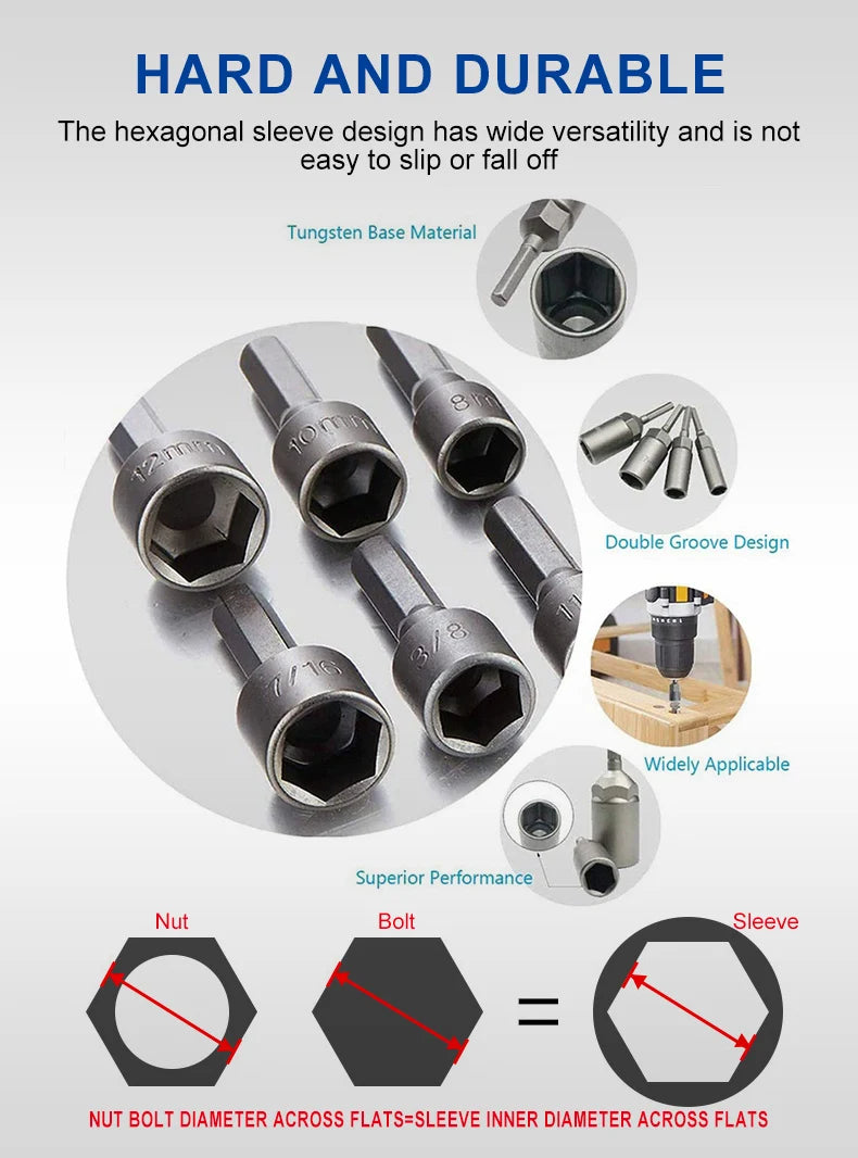 Powerful Socket Inner Hexagonal Wrench Hexagonal Handle Screwdriver Socket Extension Rod Pneumatic Screwdriver Insert Tool Set
