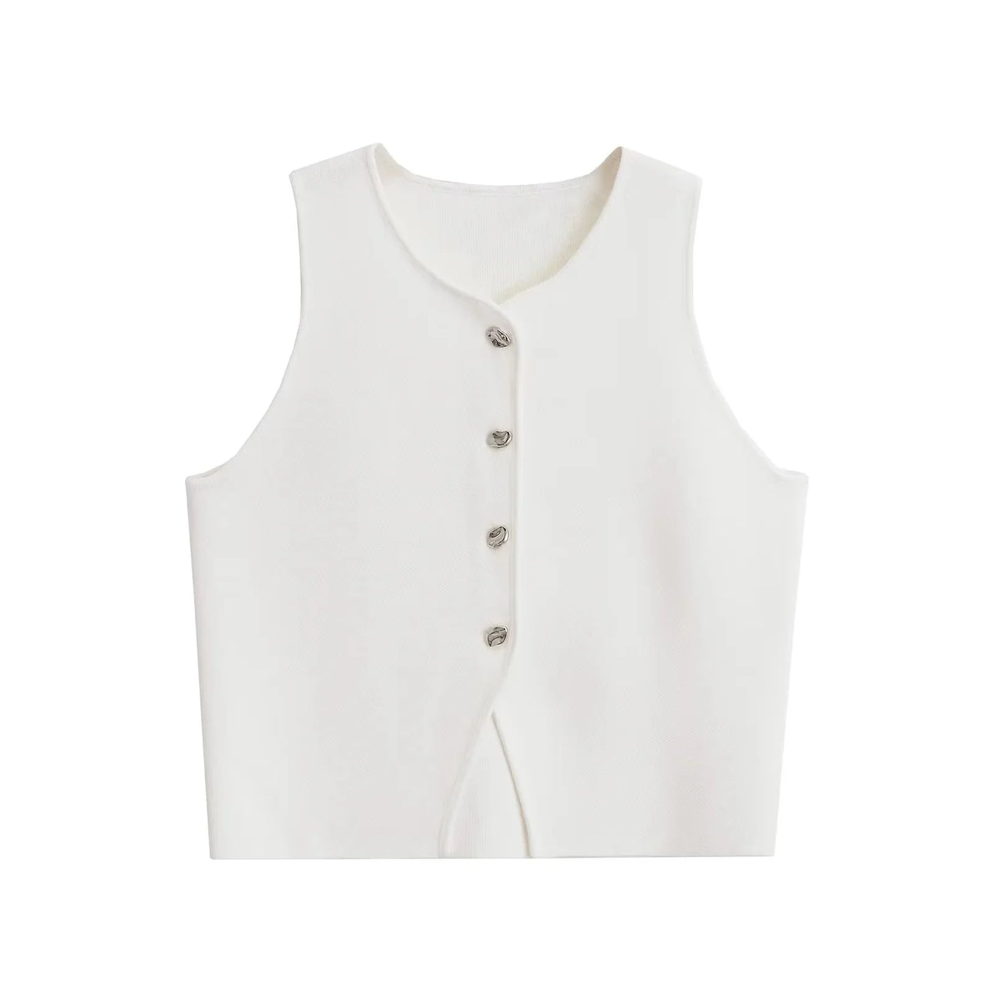 Ropa Mujer Winter 2025 New Outerwear Knit Vest Sleeveless Cropped Woman White Vest Asymmetrical Slim Sweater Vests Tops кардиган