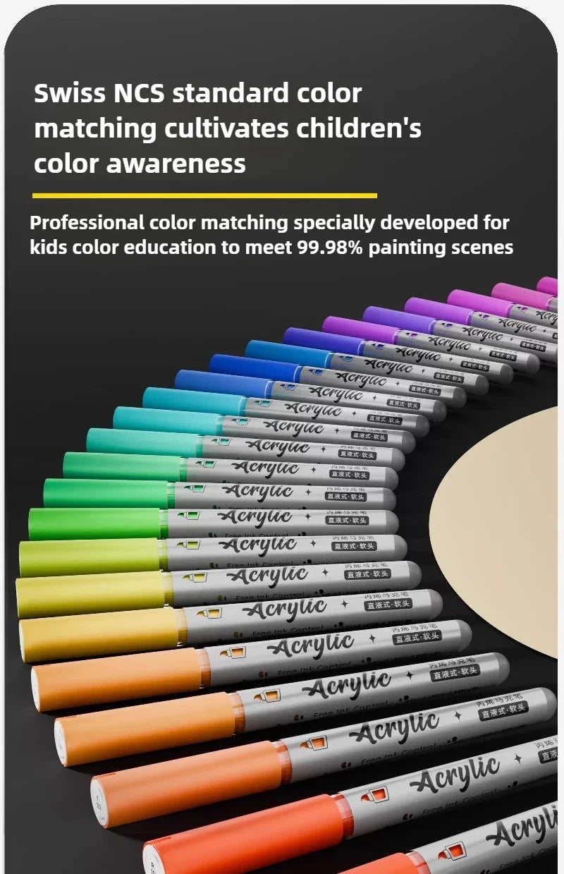 ZEEJOY 120/12/1 Colors Direct Liquid Acrylic Marker Pens Waterproof Pen Soft Brush Nib for Manga School Art Supplies Stationery