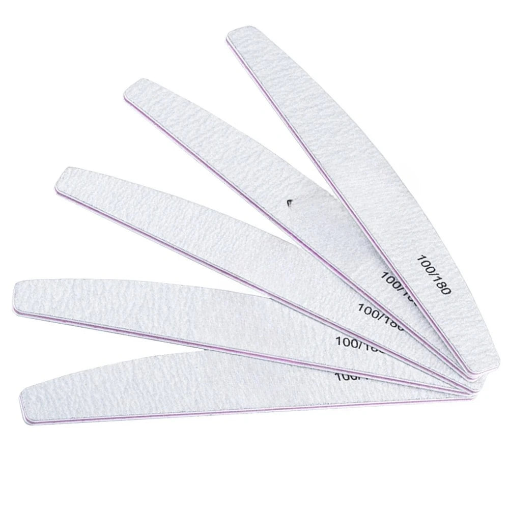 10Pcs/Lot 80/100/150/180/240 Grit Limas Trimmer Lime Nail Art Ongle Manicure Tool Nail File Buffer Double Side Nail Files Buffer