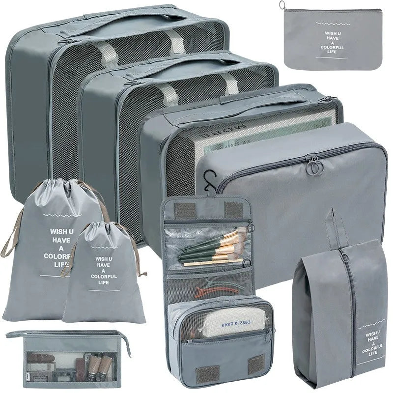 10/7-teiliges Set Reise-Organizer Aufbewahrungstaschen Koffer Packwürfel Tragbarer Kleiderschrank Gepäck Kleidung Schuhtasche Faltbar