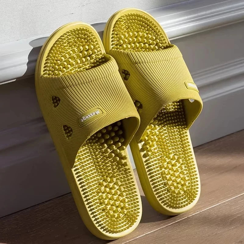 Summer Slippers for Men PVC Massage Non Slip Solid Color Comfortable Durable Bathroom Shoes Cool Pool