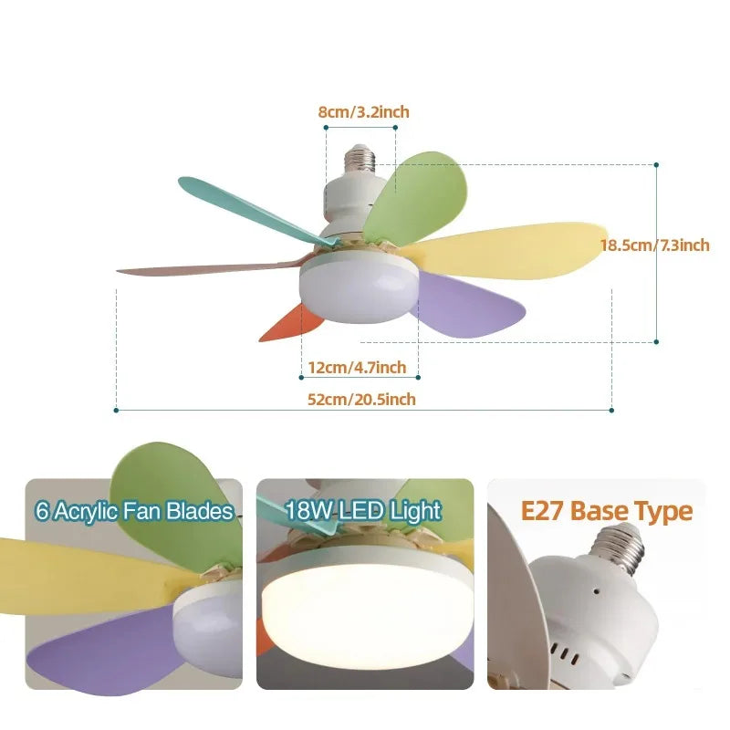 LED 30W Ceiling Fan Light E27 with Remote Control for Dimming Suitable for Living Room Study Household Use 85-265V 선풍기