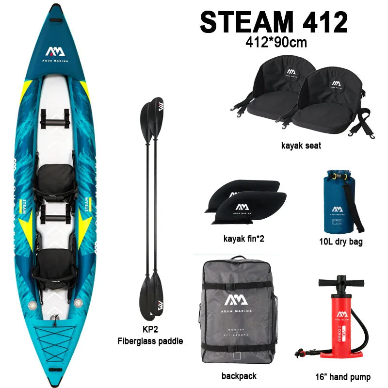 AQUA MARINA STEAM inflatable Kayak Boat 10'3"/13'6"  Drifting Inflatable Paddle Board Canoeing 1 2 Person Raft Rubber Boat PVC