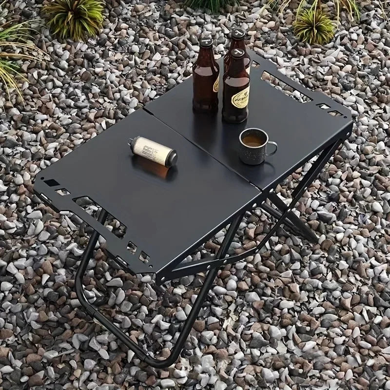 Portable Folding Camping Table,Stainless Steel Outdoor Dining Table,Compact Design for Camping,Beach, BBQ,and Hiking (Foldable)