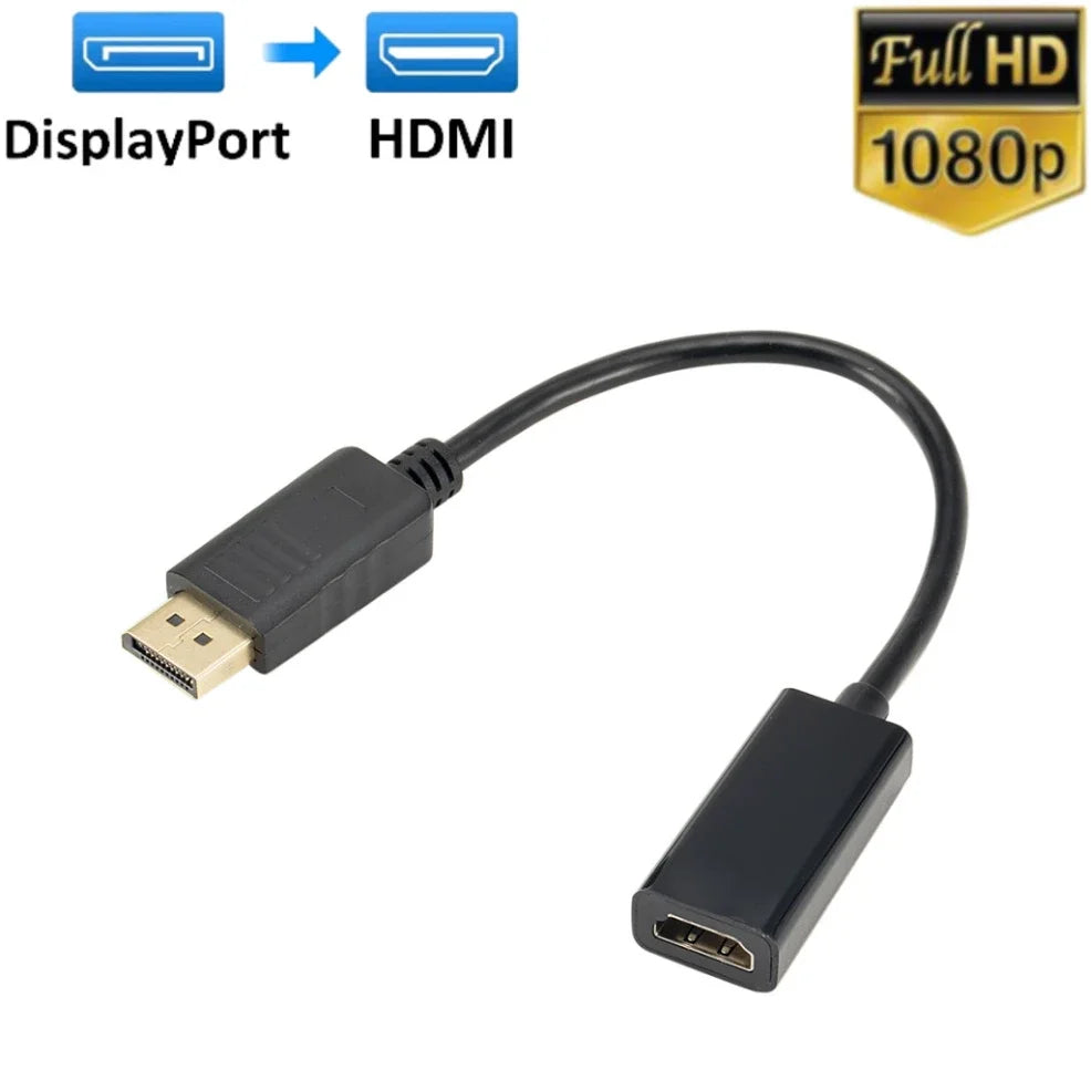 DP to HDMI Adapter Converter 4K 1080P Male to Female DisplayPort to HDMI-Compatible Video Audio Adapter Cable for PC TV Laptop