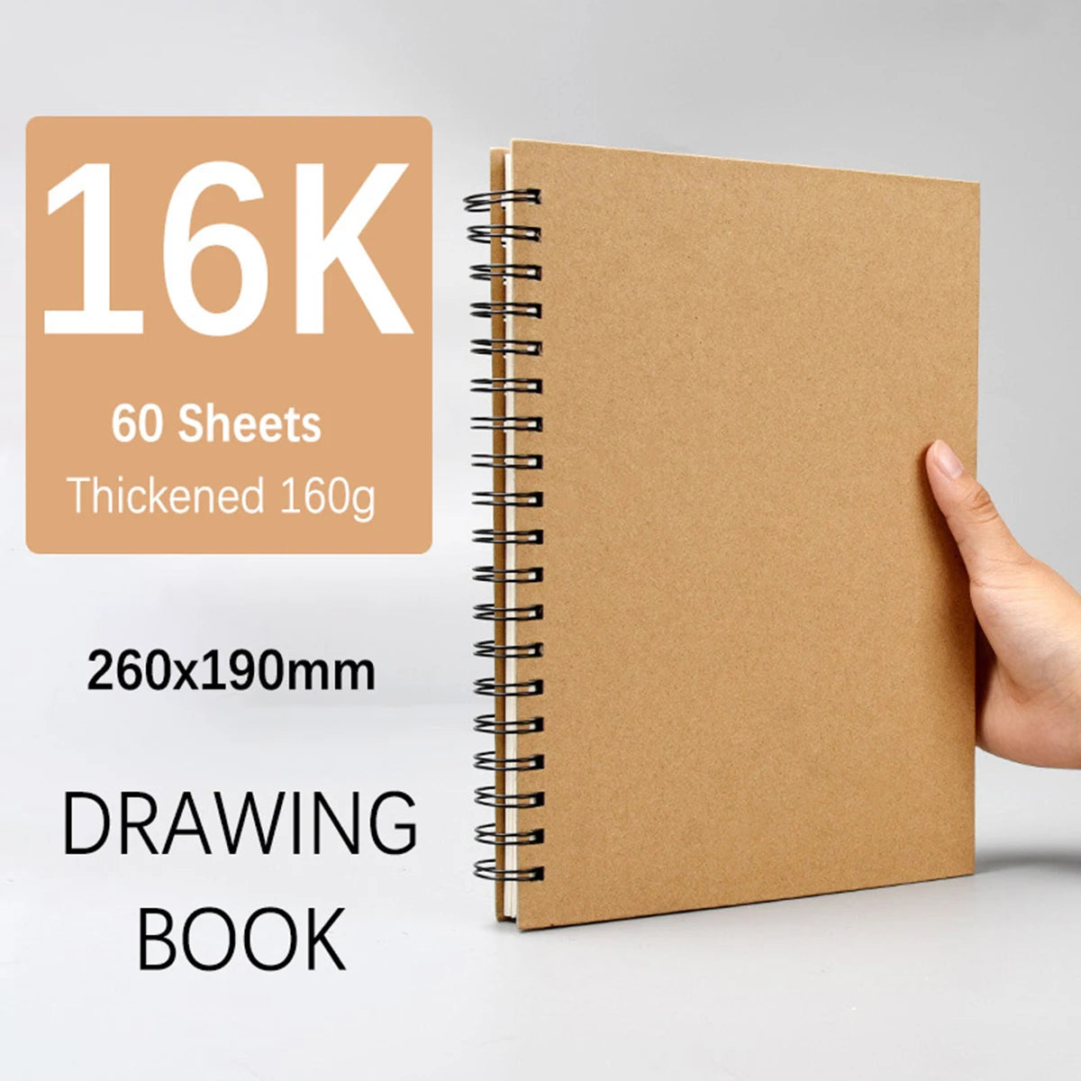Art Sketchbook 160gsm 30 Sheets/60 Pages Drawing Watercolor Spiral Notebook For Sketching