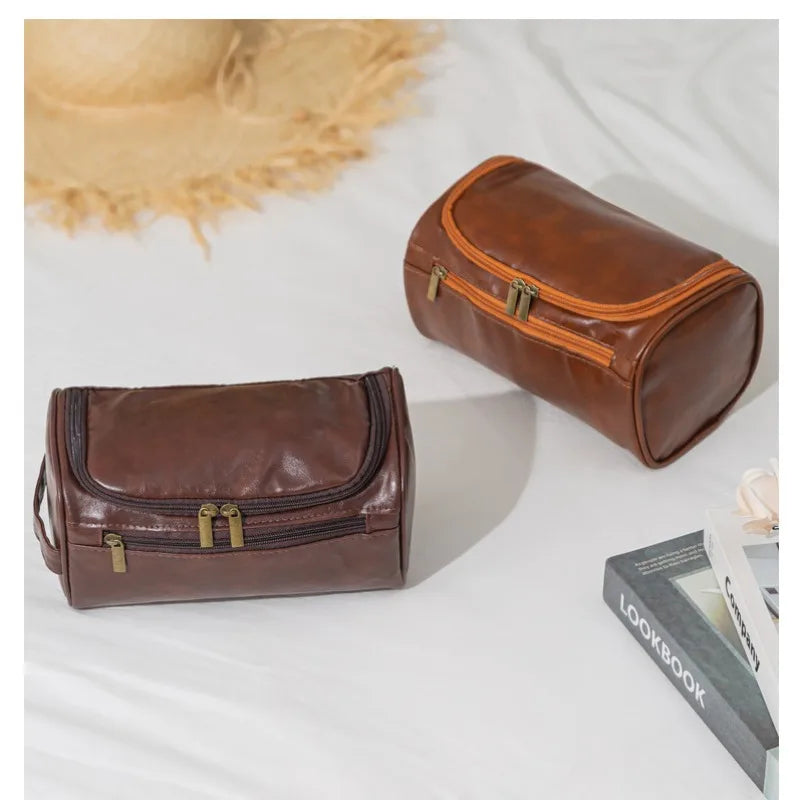 Leather Toiletry Bag for Men Women Dopp Kit Mens Hanging Toiletry Bag Travel Toiletry Bag for Traveling Large Cosmetic Bag for T