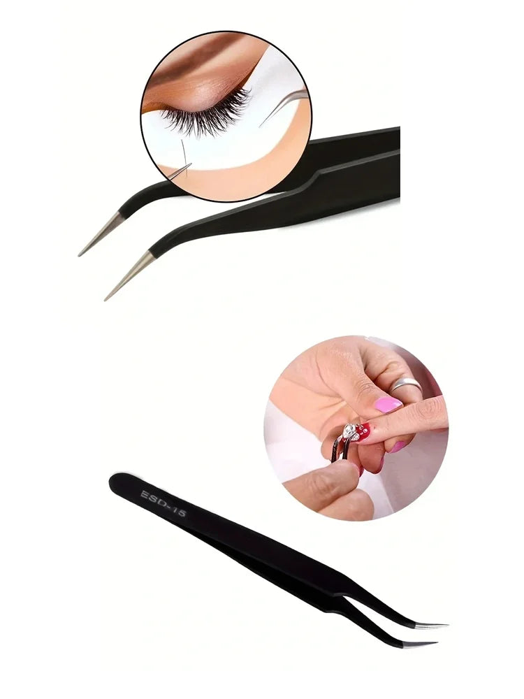 1PC Stainless Steel Curved Straight Eyebrow False Eyelash Tweezers Nail Art Extension Makeup Tool Eeyelashes Tweezers