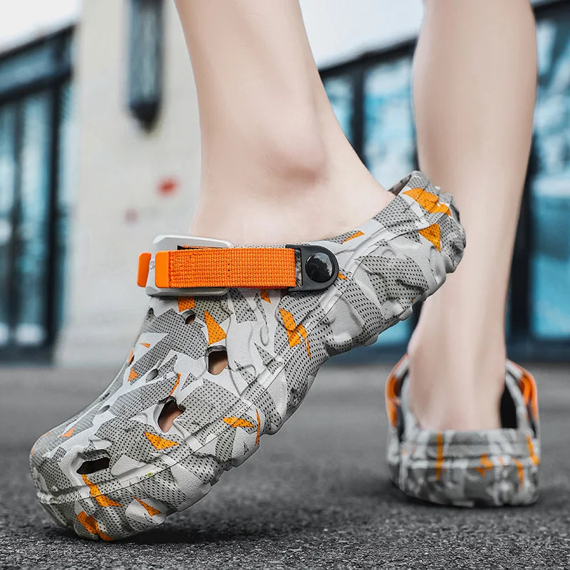 New Men's Clogs Slippers Sandal Male Garden Shoes Flat Camouflage Sandals Male Sneakers Outdoor Flip Flops Home Clogs - Shoppiline
