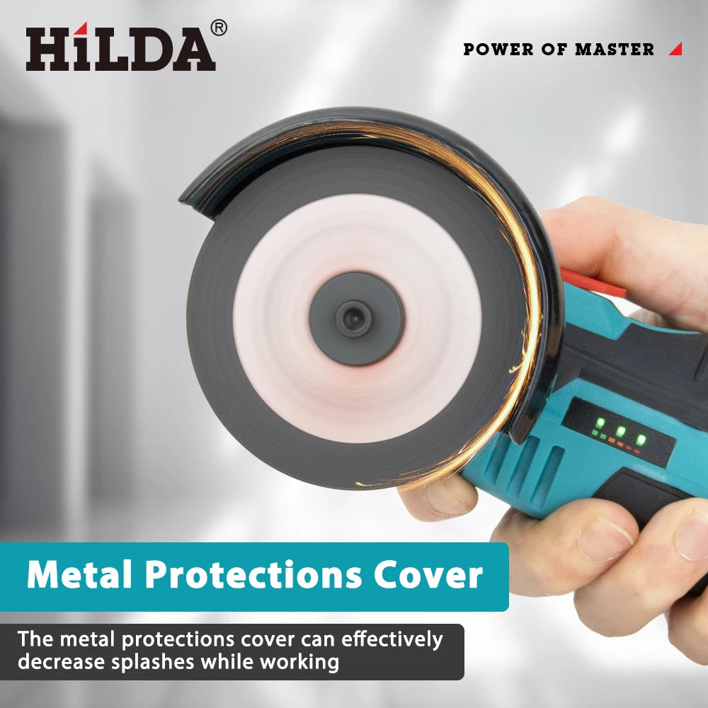 HILDA 3 inch Mini Angle Grinder 12v Cordless Power Tool For Cutting Diamond Polishing And Grinding Rechargeable Angle Grinder - Shoppiline