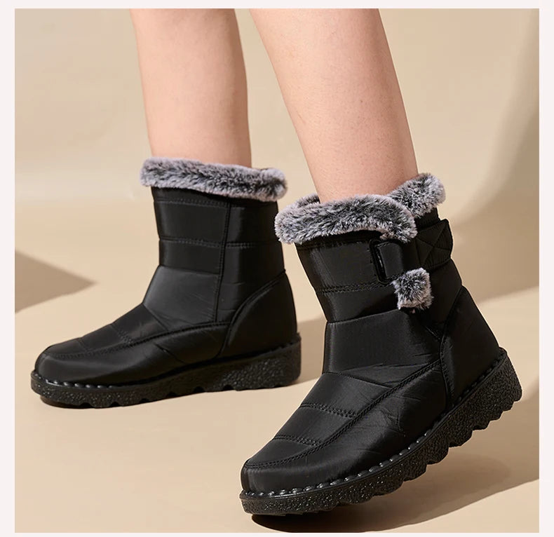 Winter Women Boots Waterproof Snow Boots Plus Size Casual Platform Ankel Boots Warm Fur Women Shoes Antislip Fashion Cotton Shoe