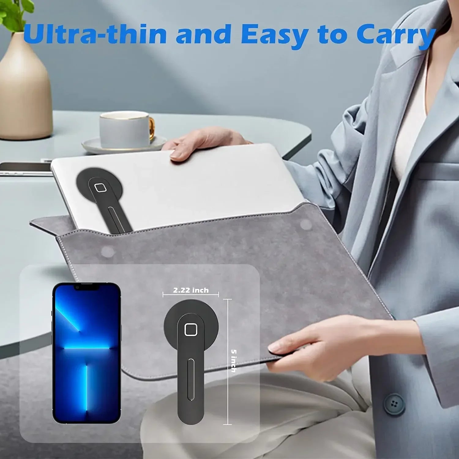 2025 Magnetic Laptop Phone Holder Computer Monitor Side Cell Phone Slim& Foldable For iPhone 14 13 12 Series Case and All Phone - Shoppiline