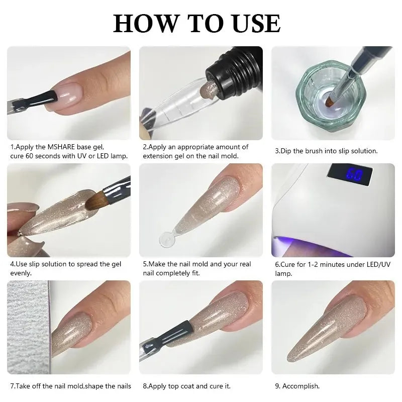 MSHARE Poly Nails Acryl Gel 60ml Builder UV Led Acrylgel Nagelverlängerungen Acryl Rosa Weiß Klar Acrylat HEMA TPO-freies Gel