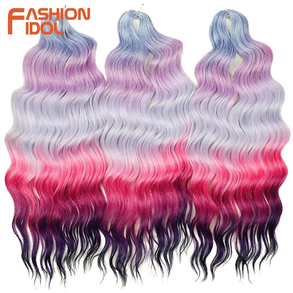 Anna Hair Extensions synthétiques de tresses Loose Deep Wave 24 pouces, cheveux tressés ondulés, cheveux bouclés torsadés au crochet Ombré Blond