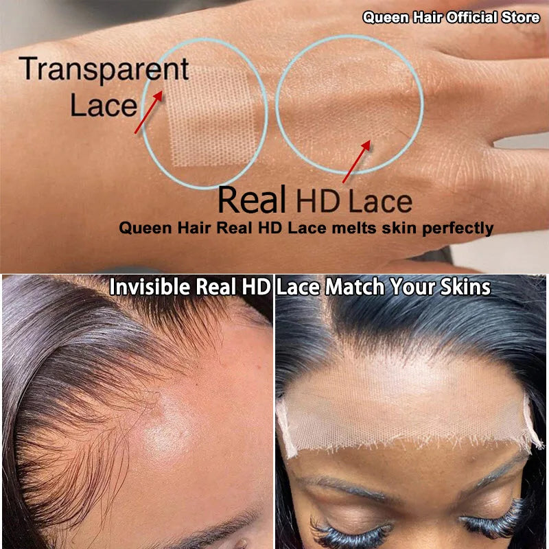 Queen Hair Real HD Frontal/Closure Only Invisible Melt Skin Lace 13x6 13x4 4x4 4x6 5x5 6x6 7x7 Raw Human Hair Body Wave/Straight
