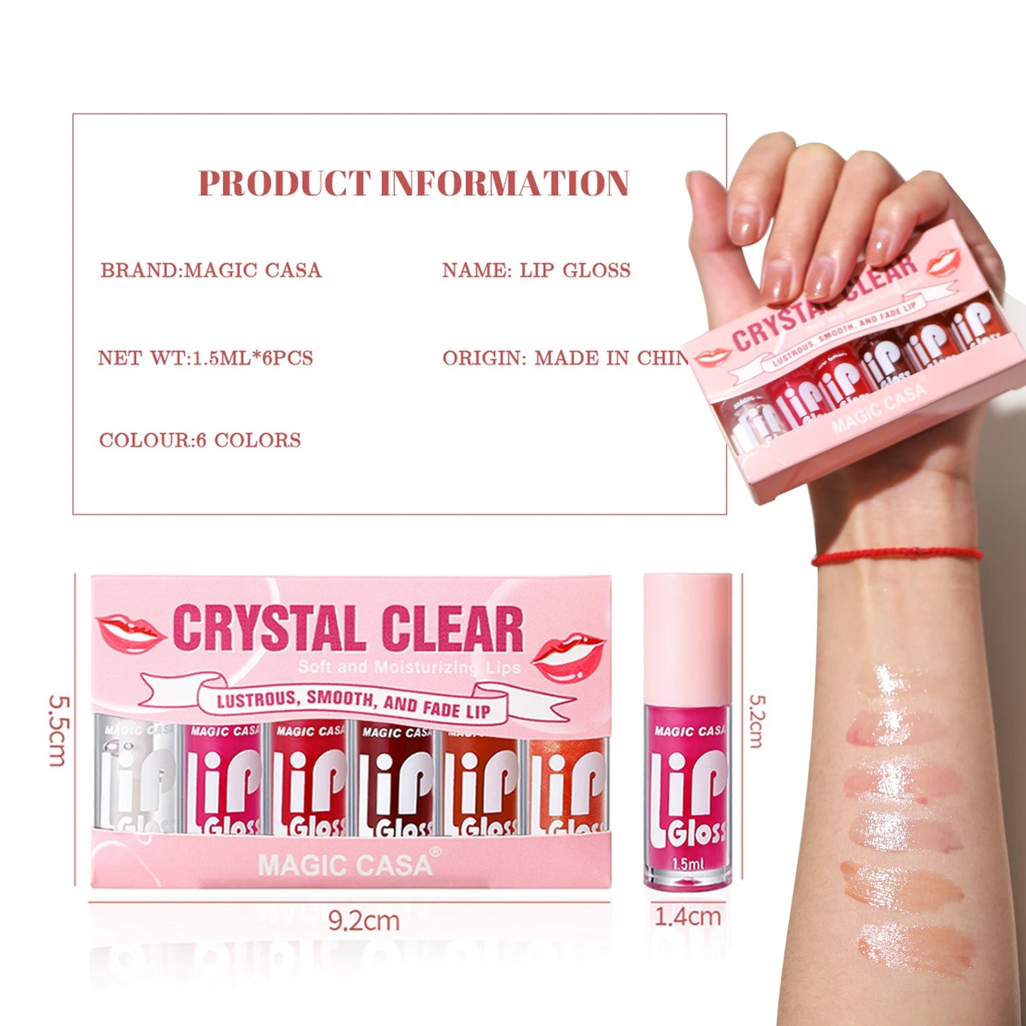 6pcs/set Small bottle Hydrating Jelly Lip Oil long-lasting Moisturizing  smooth shimmering Lip Hydrating Liquid