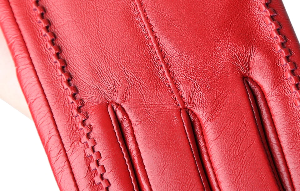 Women's sheepskin gloves winter warm plus velvet short thin touch screen driving color women's leather gloves good quality -2226