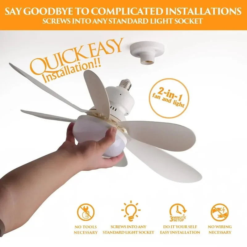 LED 30W Ceiling Fan Light E27 with Remote Control for Dimming Suitable for Living Room Study Household Use 85-265V 선풍기