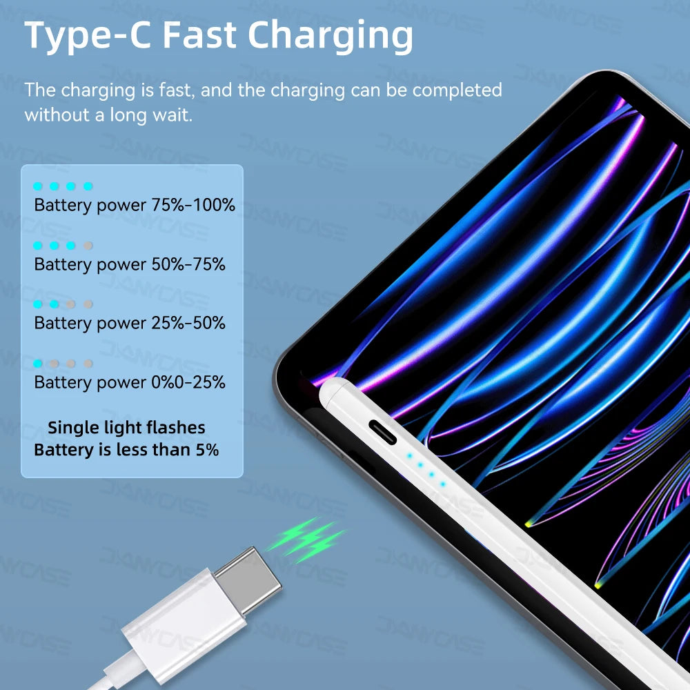 For iPad Pencil 2025 M3 Stylus Pen for Air 6 M2 Pro M4 M5 with Palm Rejection for iPad Pro 11 12.9 13 7/8/9/10/11th Mini5 6 7