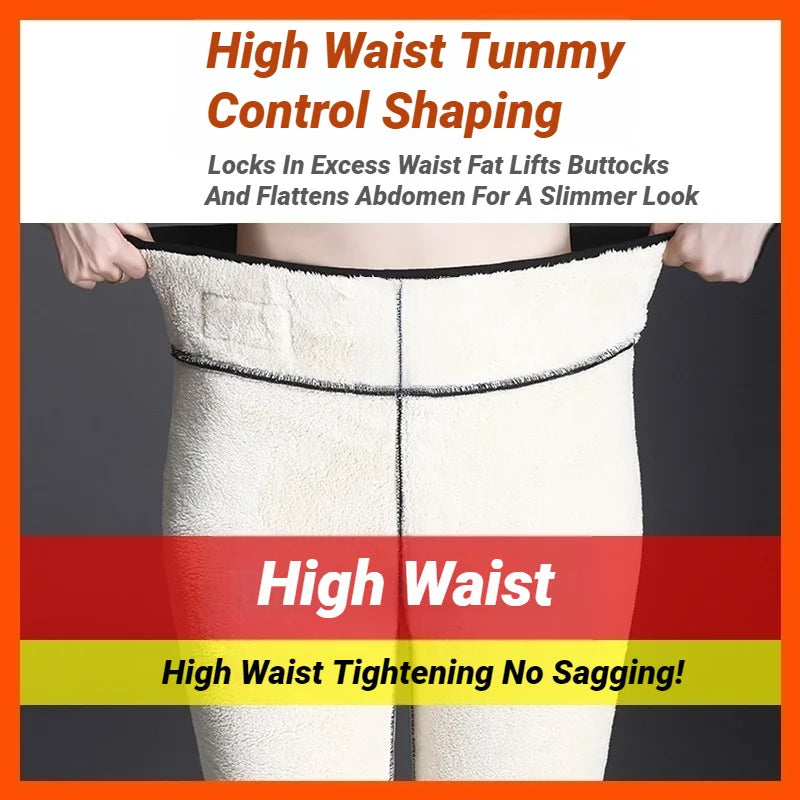 Women High Waist Thicken Fleece Thermal Leggings Winter Warm Slim Elastic Black Sexy Translucent Tight Pantyhose Pants