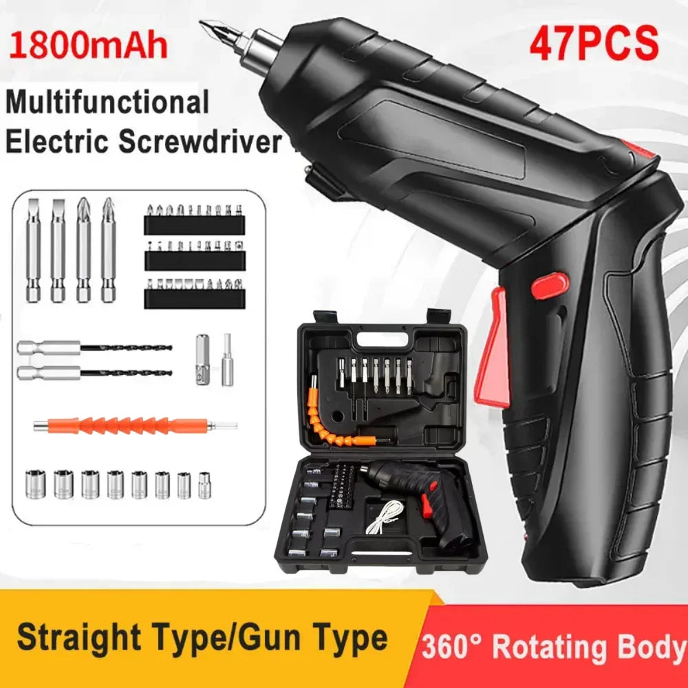 47 PCS 3.6V Electric Screwdriver Set 1800mAh Battery Powered Portable Cordless Electric Screwdriver Household Maintenance Power - Shoppiline