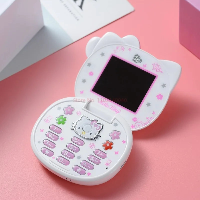 New K688 Hello Kitty Cute Mini Girl Mobile Phone With Flip Cartoon No Lock Children Dual Card Mobile Phone Kids Gift Kawaii Toys