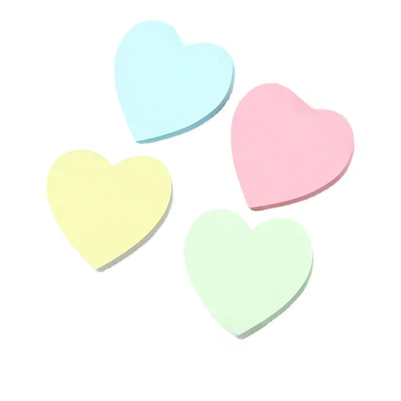 100 Sheets Heart Sticky Notes Notepad Self Sticky Note Pads Notebook Planner Sticker for Office School Stationery Accessories