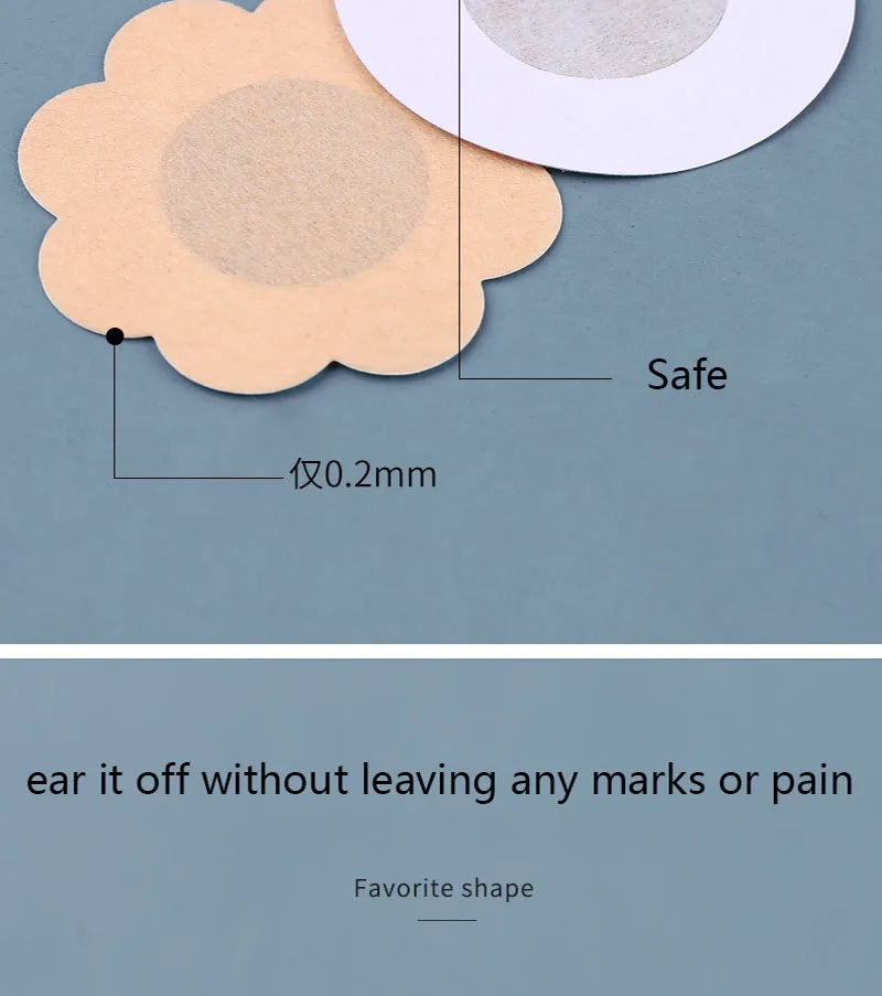 100Pcs Nipple Sticker Disposable Invisible Chest Sticker Non-woven Bra Breast Patch Bra-less Pasties Pad Nipple Cover Stickers