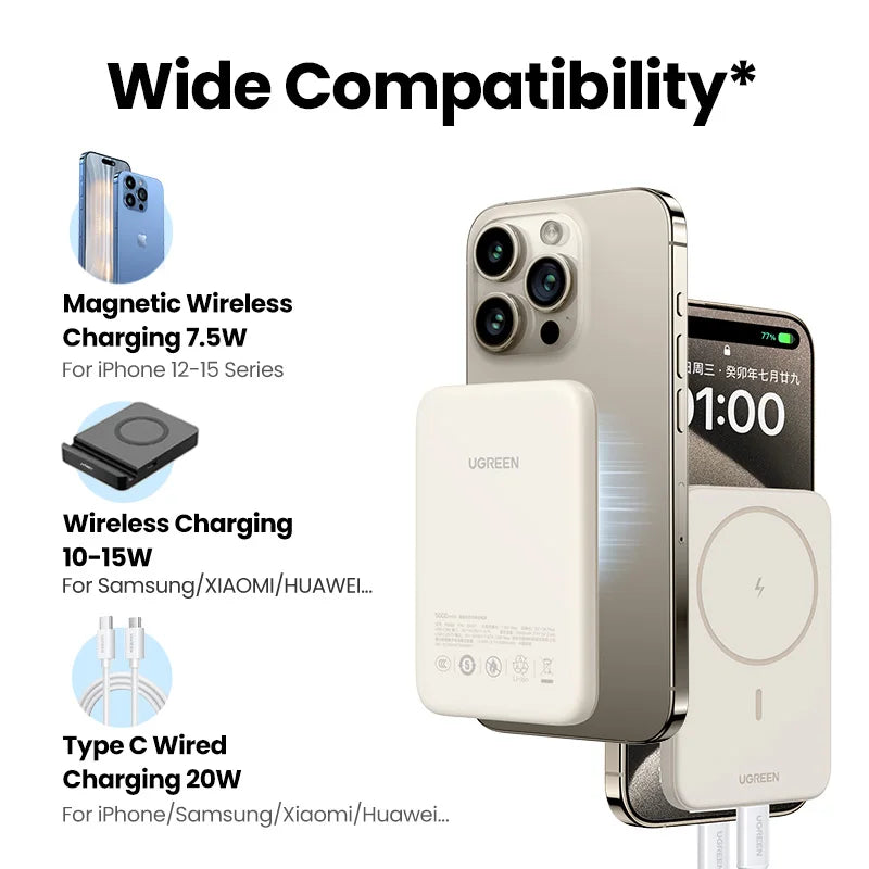 UGREEN PD20W Power Bank Magnetic 10000mAh Portable Wireless Fast Charging PowerBank for Magsafe for iPhone 17 15 Pro Max 16 Pro - Shoppiline