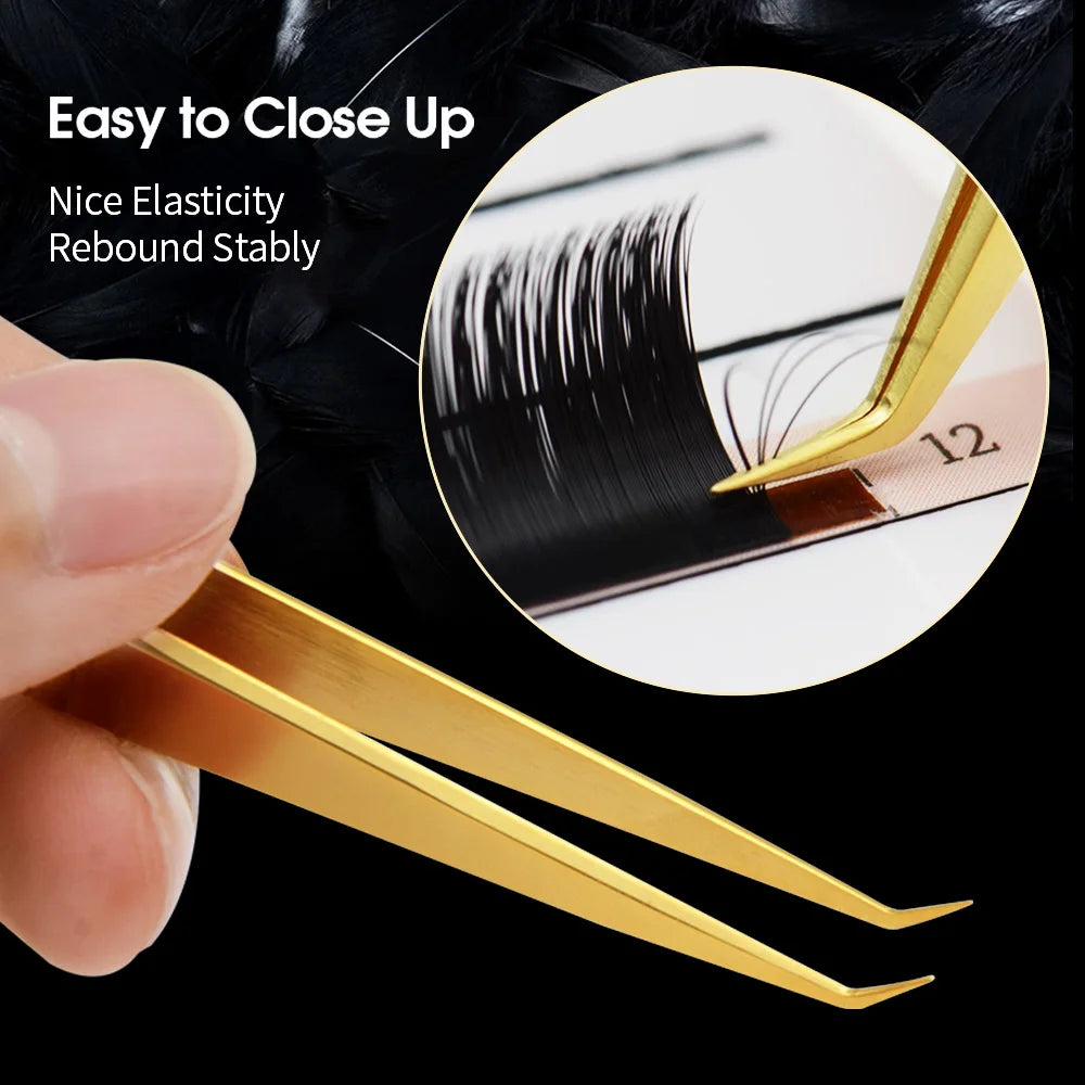 NAGARAKU Stainless Steel Straight Curved Nail Volume Eyelash Accurate Tweezers Nippers Pointed Clip Set Makeup Tools