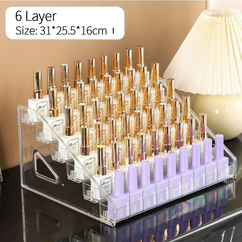 Organisateur de vernis à ongles en acrylique à 3/4/5/6/7 couches, étagère à gel UV, présentoir de cosmétiques à installation rapide, support de bijoux, rangement de manucure