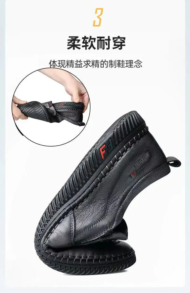 Mens Leather Loafers Non Slip Walking Flats Breathable Outdoor Slip on Casual Shoes for Male Work Office Driving Sneakers2 - Shoppiline