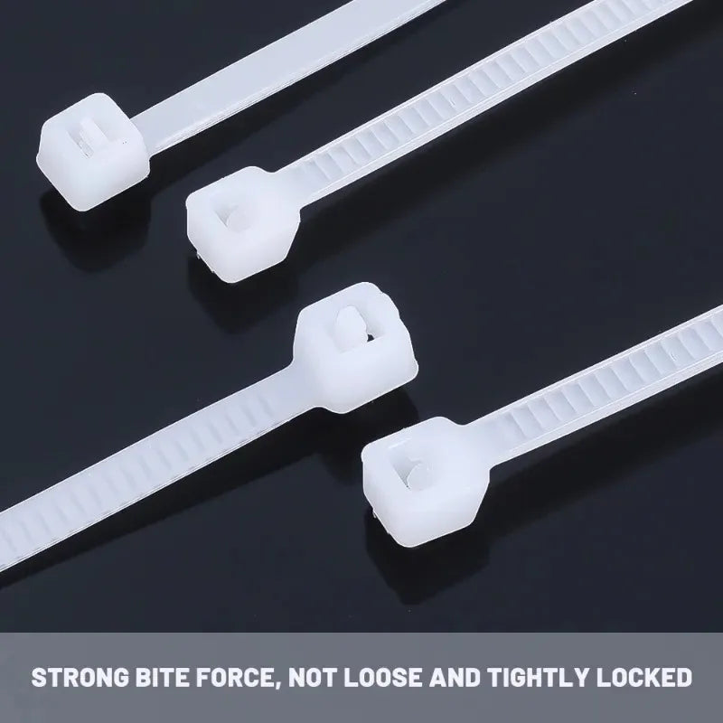 100PCS Plastic Nylon Cable Ties Self-locking Cord Ties Straps Adjustable Cables Fastening Loop Home Office Wire Zip Ties