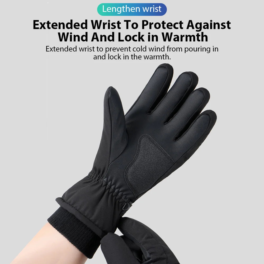 Gants de cyclisme d'hiver imperméables pour homme, sports de plein air, course à pied, moto, ski, écran tactile, polaire, antidérapants, chauds, doigts complets