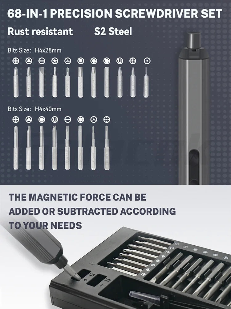 68 IN 1 Precision Electric Screwdriver Set 5 Levels Adjustable Comes Fill Light Professional Mobile Phone IPad Repair Tool - Shoppiline