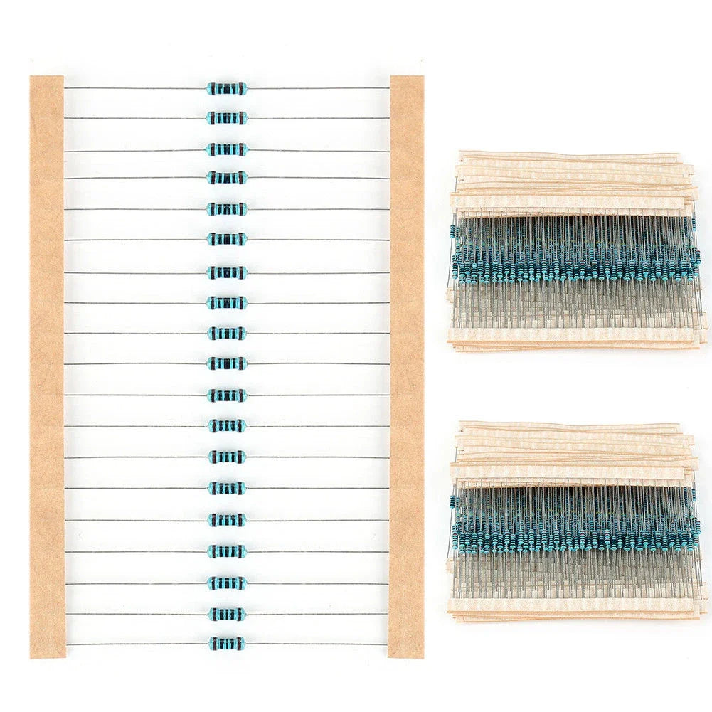 600PCS 1/4W metal film resistor pack accuracy 1% 10R-1M resistance values 30 types, 20 sample packs each