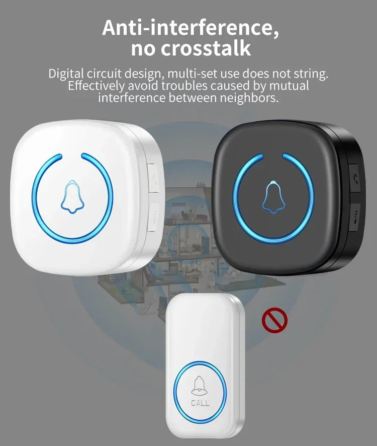 Wireless Doorbell Intelligent Welcome Door Bell 300M/984 FT Remote 60 Songs Melodies Home Smart Doorbell US EU Plug Optional