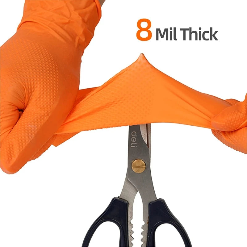 8mil Nitrile Gloves Thick 30/50PCS Industrial Disposable Gloves with Diamond Textured Latex Free Heavy Duty Mechanic Auto Gloves - Shoppiline