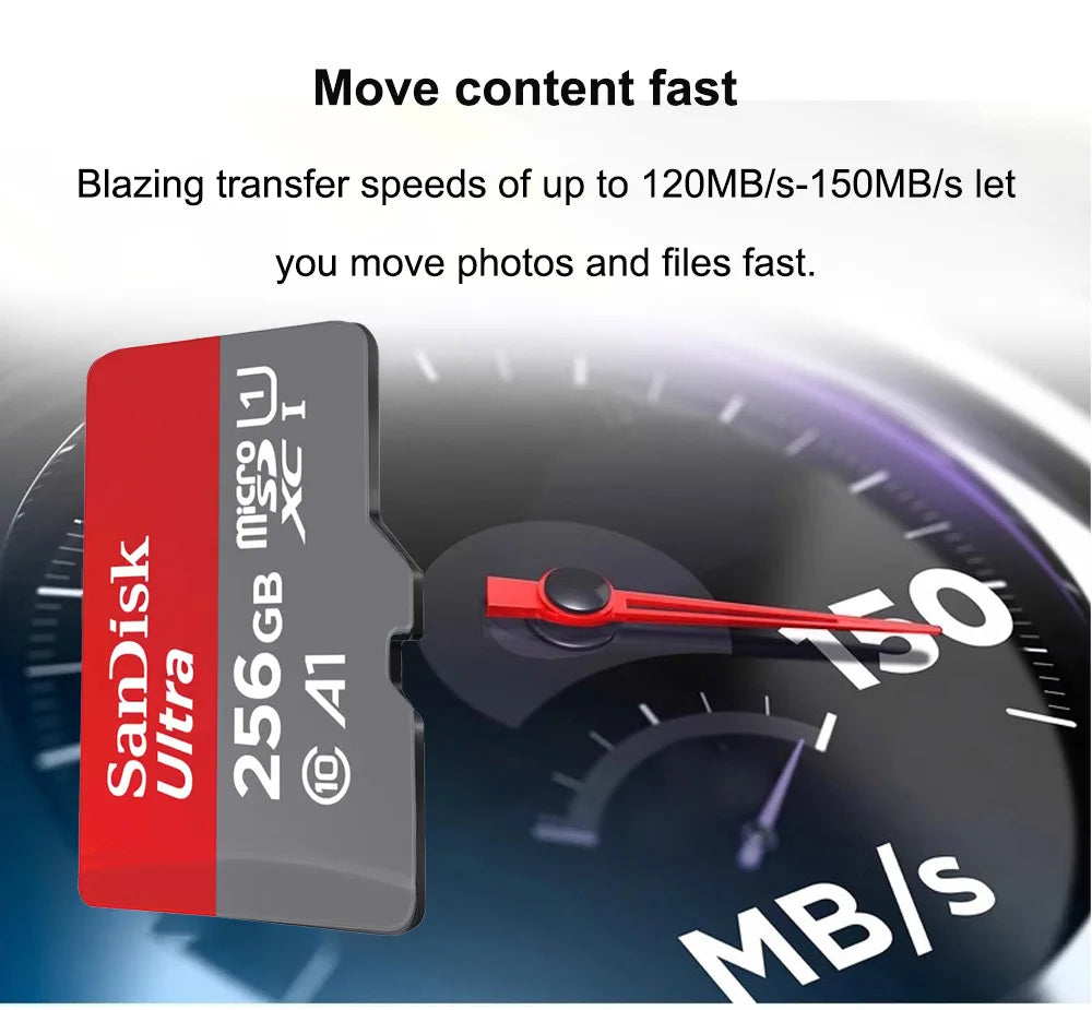 SanDisk Ultra microSD Card 32GB microSDHC A1 UHS-I Class10 64GB 128GB 256GB 512GB 1TB microSDXC Perfect for Full HD video