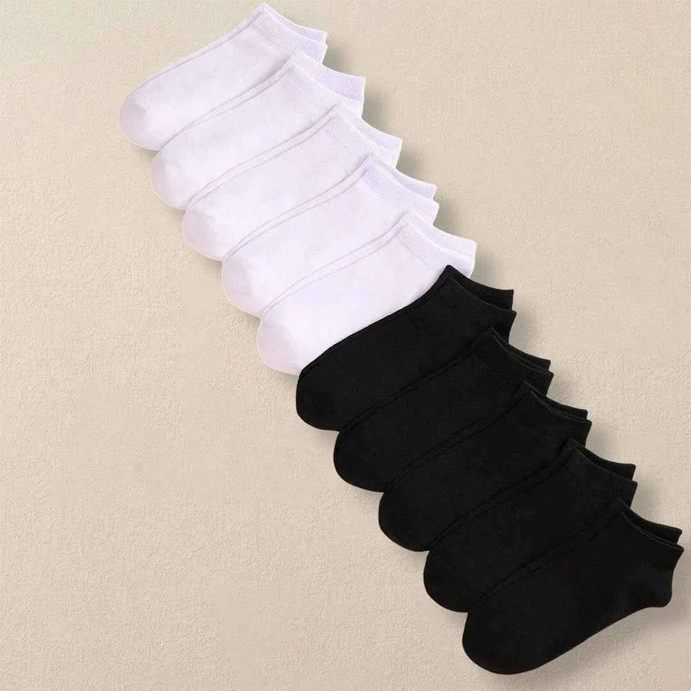 5/10 Pairs Men's  Boat Socks Business Sport Sweat Absorption Mature Summer Autumn Solid Color Non Pilling Versatile Ankle Socks