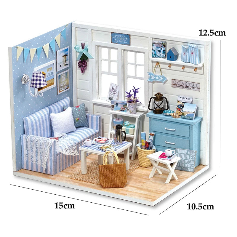Kitten Mini Doll House 3D Puzzle Assembly Model Building Kit Creative Room Bedroom Decoration With Furniture Wooden Crafts Gifts - Shoppiline