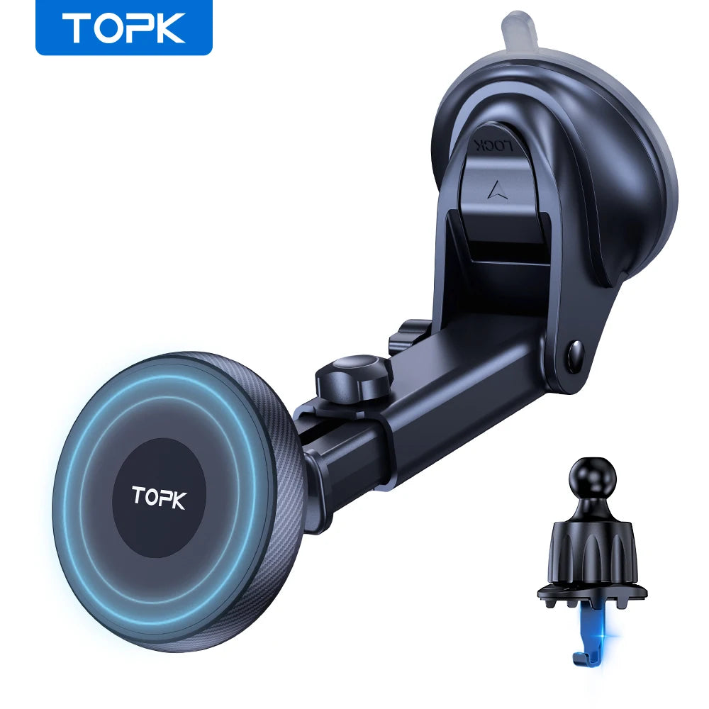 TOPK Universal Car Phone Holder Magnetic for Magsafe 360° Rotation Car Mount for Air Vent & Dashboard Windshield for All Phones - Shoppiline