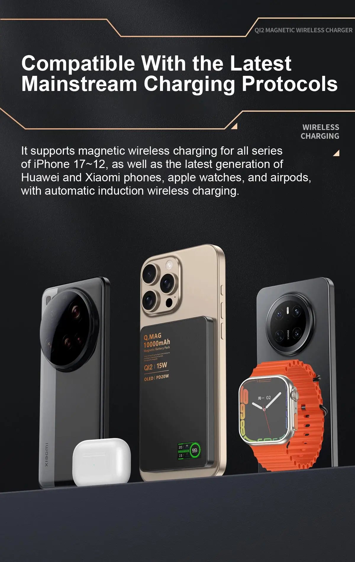 QI 2.1 Magnetic Powerbank Wireless Fast Charing Spare Portable External Battery for iPhone 12-17 Pro Watch Airpods 5000/10000mAh - Shoppiline
